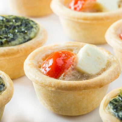 Mini Quiches Spinach, Tomato & Feta Cheese